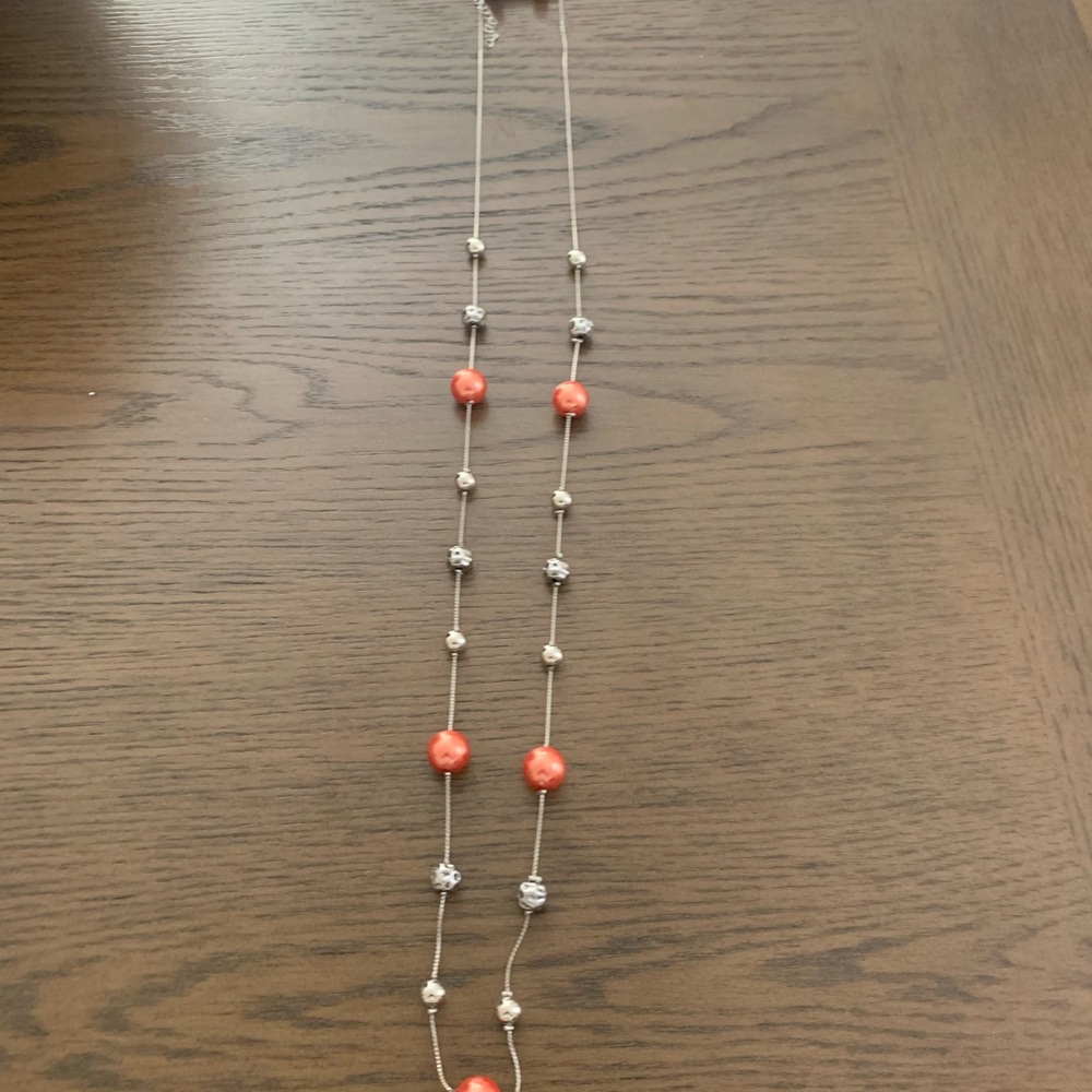 Paparazzi Silver and Coral Necklace